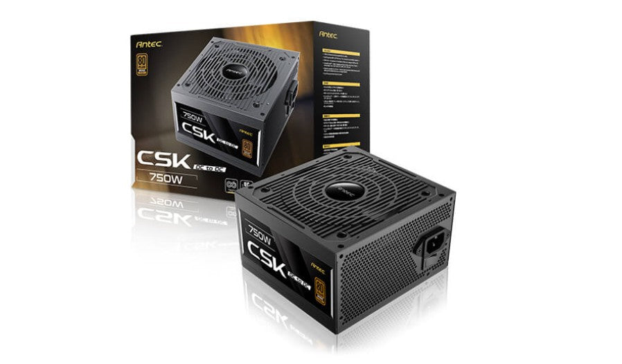 Antec CSK750DC 80  Bronze, PCIE 5.1, Continuous Power, DC to DC, Flat Cables, 5Yrs Wty. CircuitShield Protections, Thermal,Reliable Value Power Supply