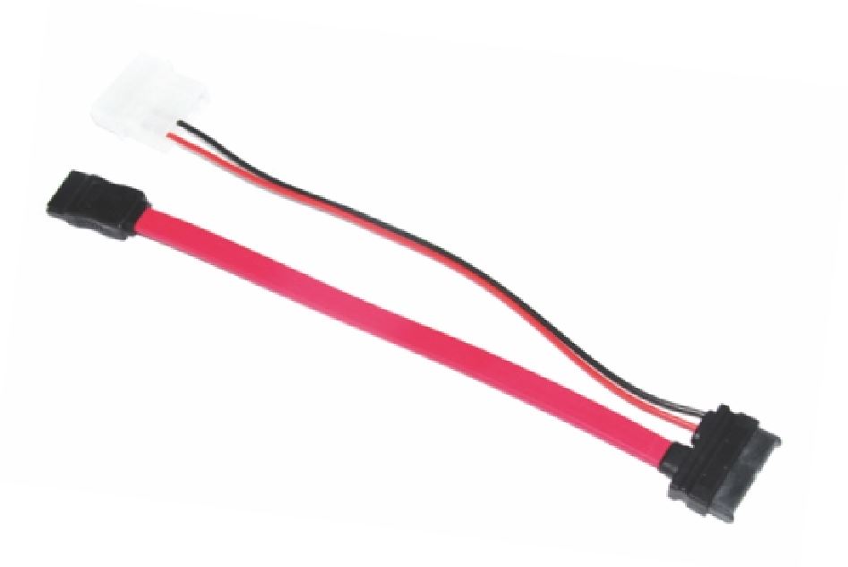 Astrotek Slim SATA Cable 30cm   10cm 6 pins   7 pins to 4 pins   7 pins Red Colour