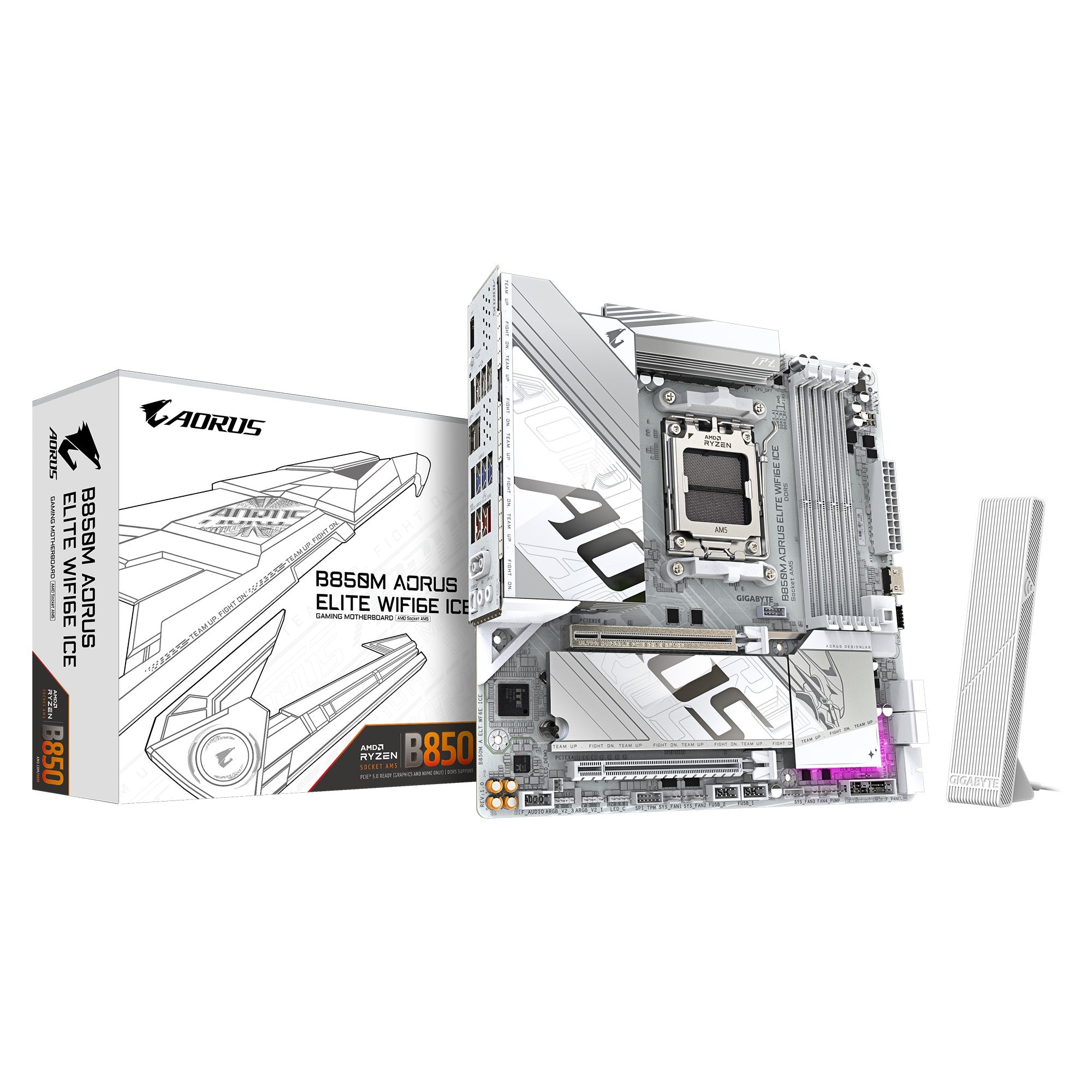 Gigabyte B850M A ELT WF6E ICE, AMD AM5, 4 x DDR5 up to 256 GB, 1 x HDMI, 1 x PCI Express x16, 2 x M.2, 4 x SATA,  9 x USB 3.2