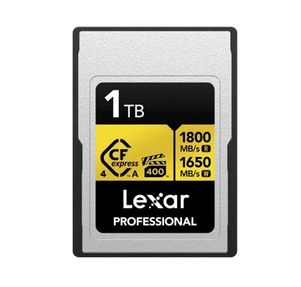 Lexar Professional GOLD CFexpress 4.0 Type A Card 1TB -- Cfexpress 4.0 Type A Professional Gold Series, up to 1800MB/s read, 1650MB/s write