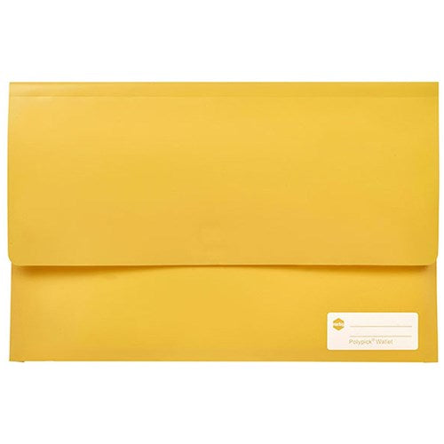 Marbig Polypick Document Wallet Foolscap 25mm Gusset Yellow