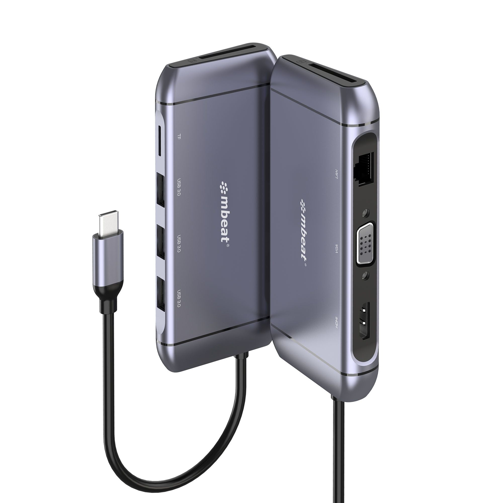 mbeat  Elite X9 9-in-1 Multifunction USB-C Docking Station 1x HDMI, 1x VGA 1x USB-C Power Delivery 100W, 3x USB 3.0, MicroSD/SD Card, 1x RJ45