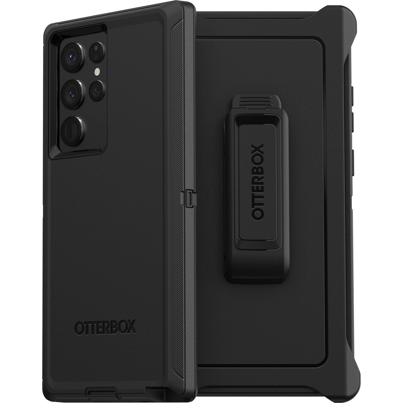OtterBox Defender Samsung Galaxy S22 Ultra 5G (6.8') Case Black - (77-86364), DROP  4X Military Standard, Multi-Layer, Included Holster, Raised Ed