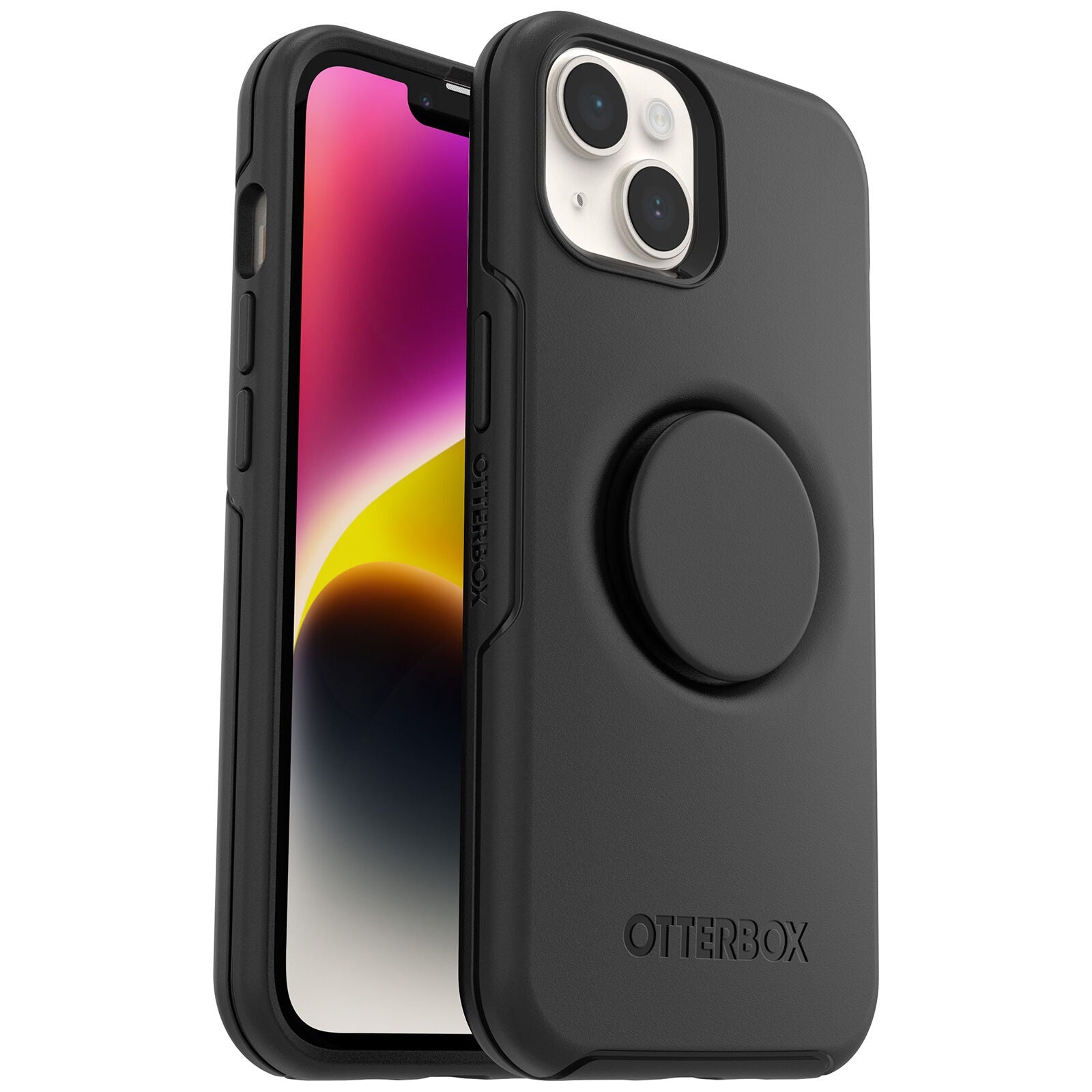 OtterBox Otter   Pop Symmetry Apple iPhone 14 Plus Case Black - (77-88743), DROP  3X Military Standard, Swappable PopGrip, 7 Years Warranty