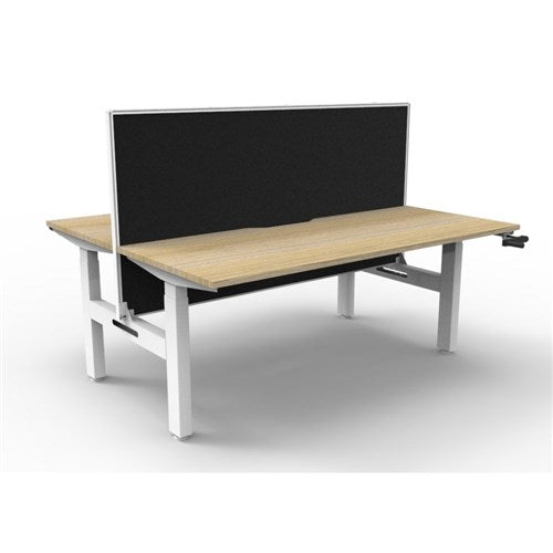 Rapidline Boost Manual Height Adjustable Workstastion   Screen 2 Person 1200W Oak/Wht