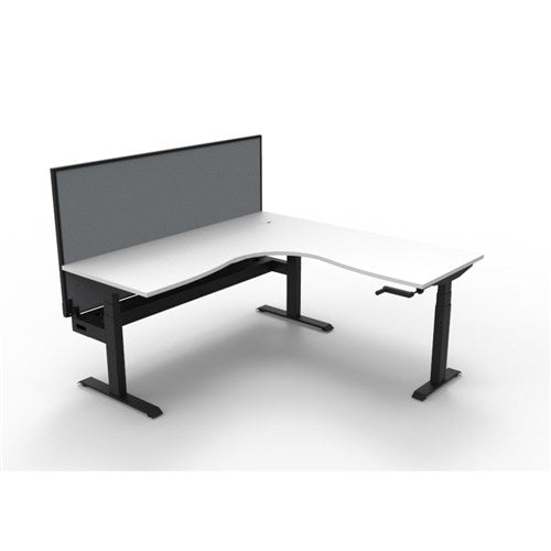 Rapidline Boost Manual Height Corner Workstation  Cable Tray Screen 1800/1800W Wht/Blk