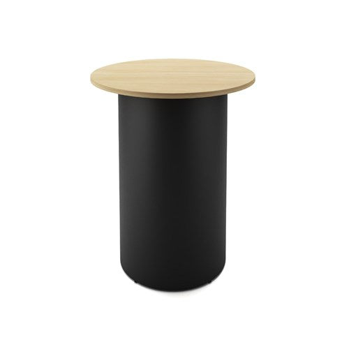 Rapidline Drum Round High Bar Table 900D x 1050mmH Oak Top Black Base