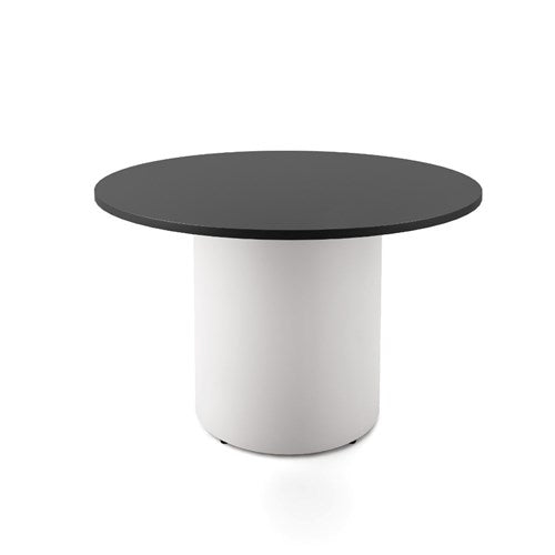 Rapidline Drum Round Meeting Table 1200D x 730mmH Black Top White Base