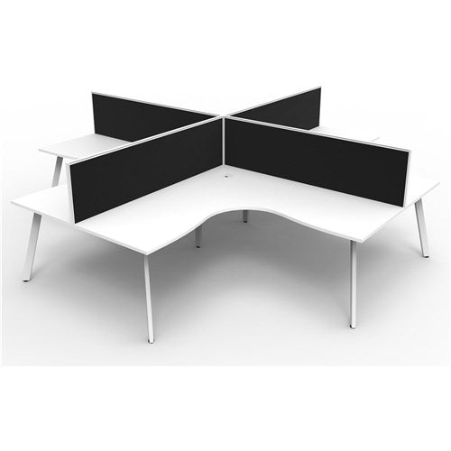Rapidline Eternity Corner POD Workstation 4 Person   Screens 3000Wx3000Dx1200mmH White/Wht