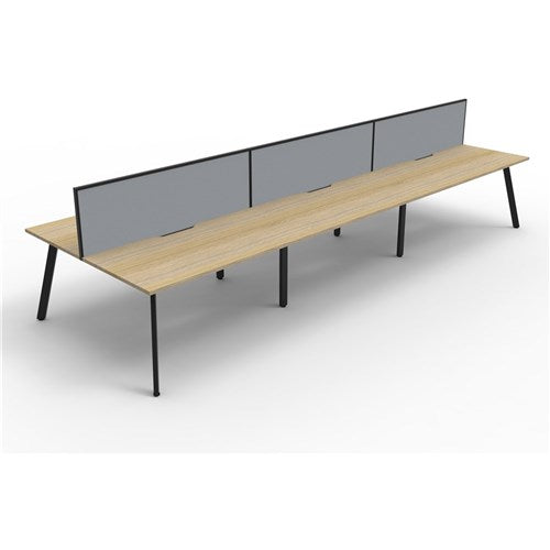 Rapidline Eternity Workstation Double Sided 6 Person   Screen 5400Wx1530Dx1200mmH Oak/Black