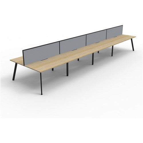 Rapidline Eternity Workstation Double Sided 8 Person   Screen 7200Wx1530Dx1200mmH Oak/Black