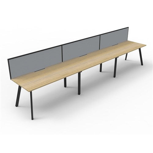 Rapidline Eternity Workstation Single Sided 3 Person   Screen 5400Wx750Dx1200mmH Oak/Black