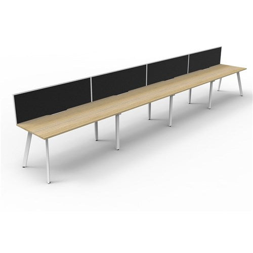 Rapidline Eternity Workstation Single Sided 4 Person   Screen 4800Wx750Dx1200mmH Oak/White