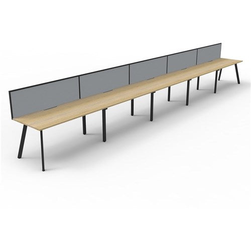 Rapidline Eternity Workstation Single Sided 5 Person   Screen 7500Wx750Dx1200mmH Oak/Black