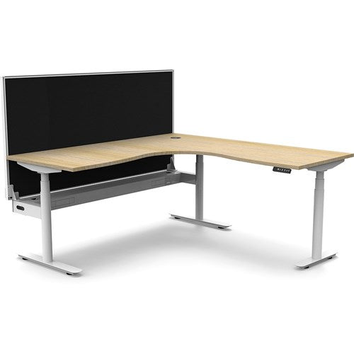 Rapidline Halo  Corner Workstation   Screen   Cable Tray 1800/1500mmW Oak/White