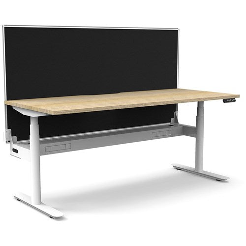 Rapidline Halo  Single Sided Workstation   Screen   Cable Tray 1200mmW Oak/White