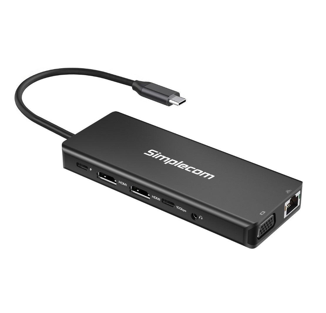 Simplecom CHN613 USB-C 13-in-1 Multiport Docking Station Dual HDMI   VGA Triple Display USB 3.2 Gen 2 10Gbps