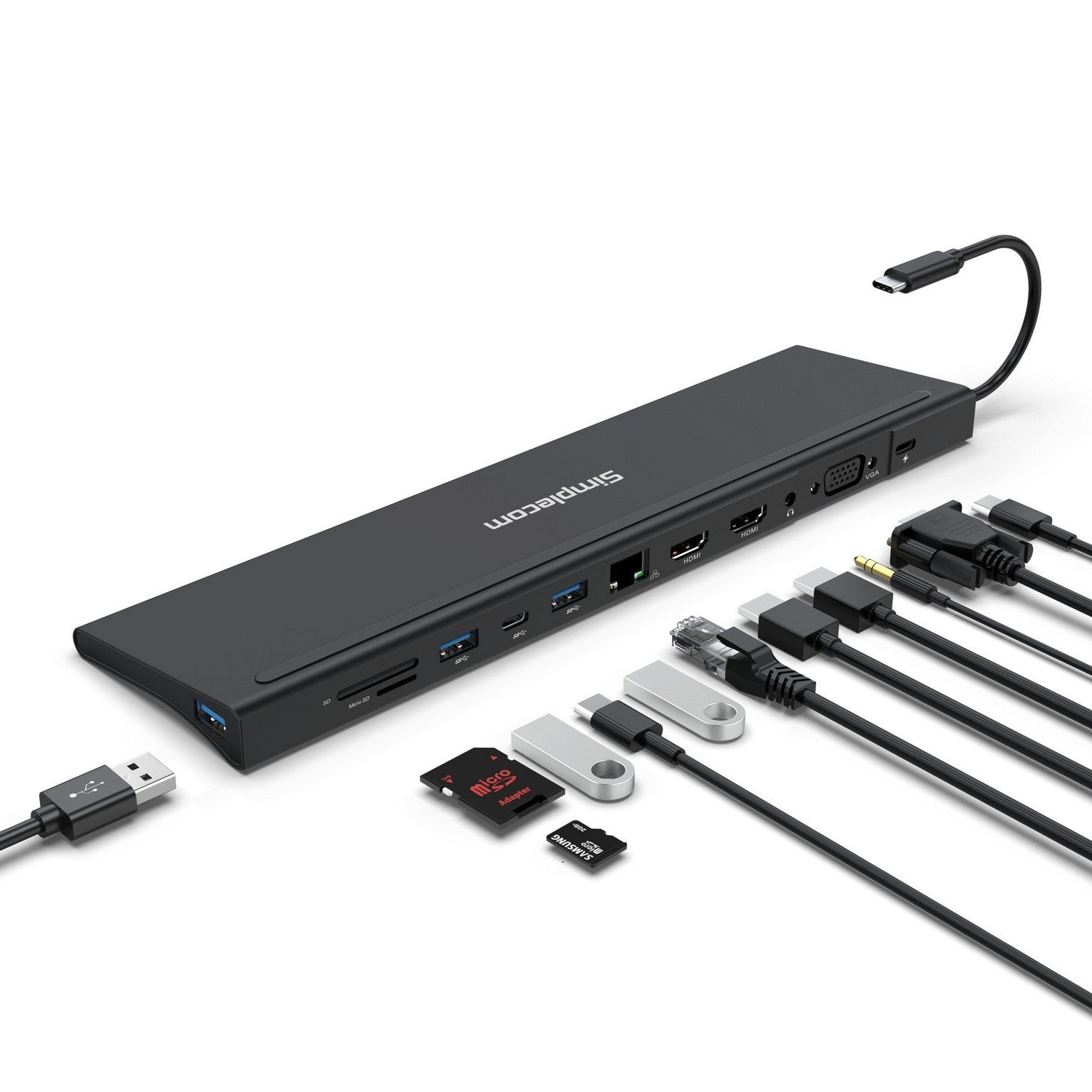 Simplecom CHN622 USB-C 12-in-1 Multiport Docking Station Laptop Stand Dual HDMI   VGA Triple Display Gigabit LAN