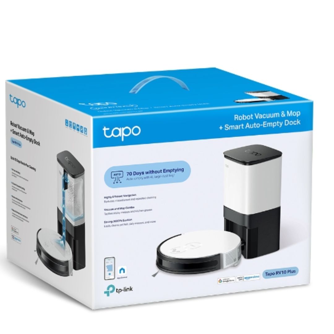 TP-Link Tapo RV10 Plus Robot Vacuum & Mop   Smart Auto-Empty Dock, Auto-Charging, Carpet Auto-Boost, Long-lasting Battery