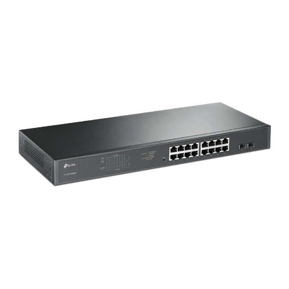 TP-Link TL-SG1218MPE 16-Port Gigabit PoE  Easy Smart Switch, 16 Gigabit RJ45 Ports, 2 SFP Slots, 802.3at/af, 192W PoE Power, 1U 19-inch Rack-mountable