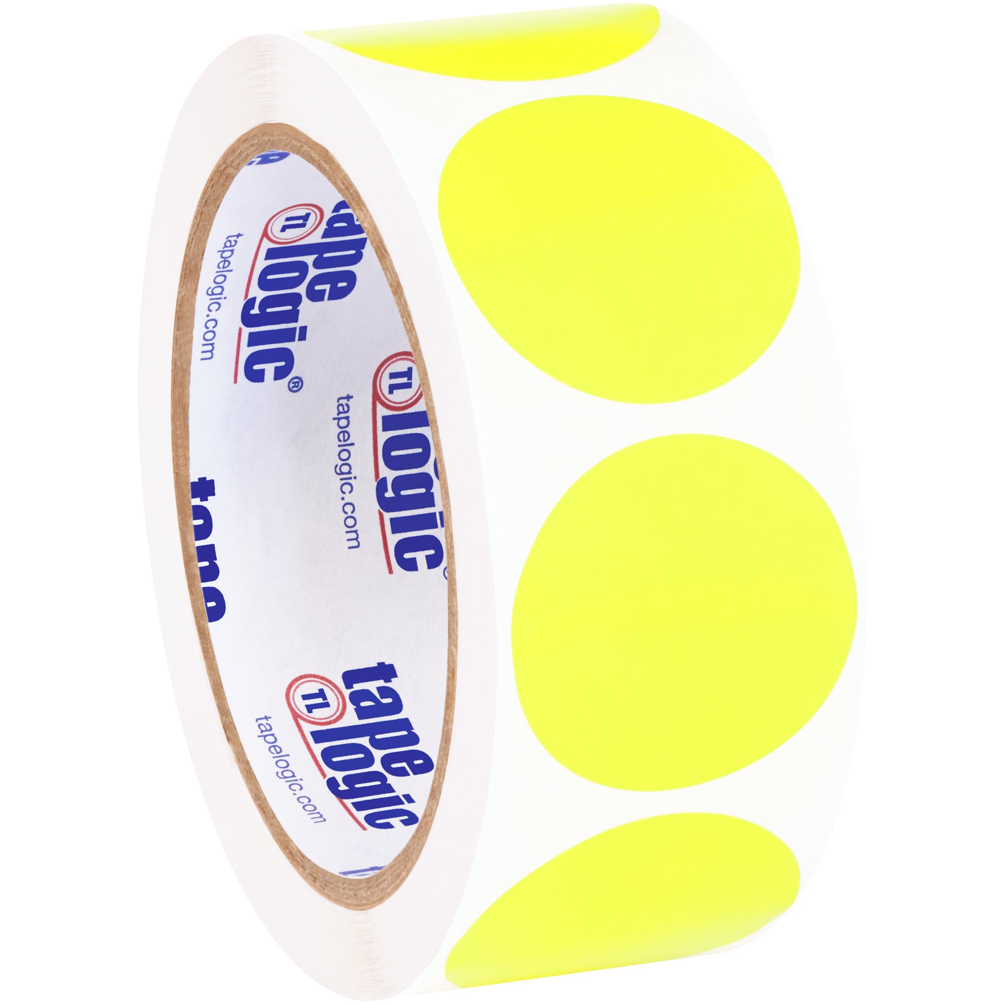 1 1/2" Fluorescent Yellow Inventory Circle Labels (DL612L) Roll Of 500