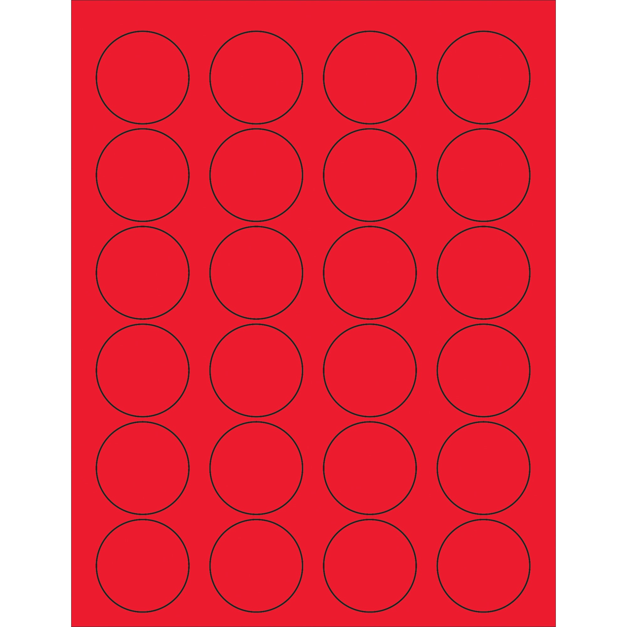 1 5/8" Fluorescent Red Circle Laser Labels (LL193RD) Case Of 2400