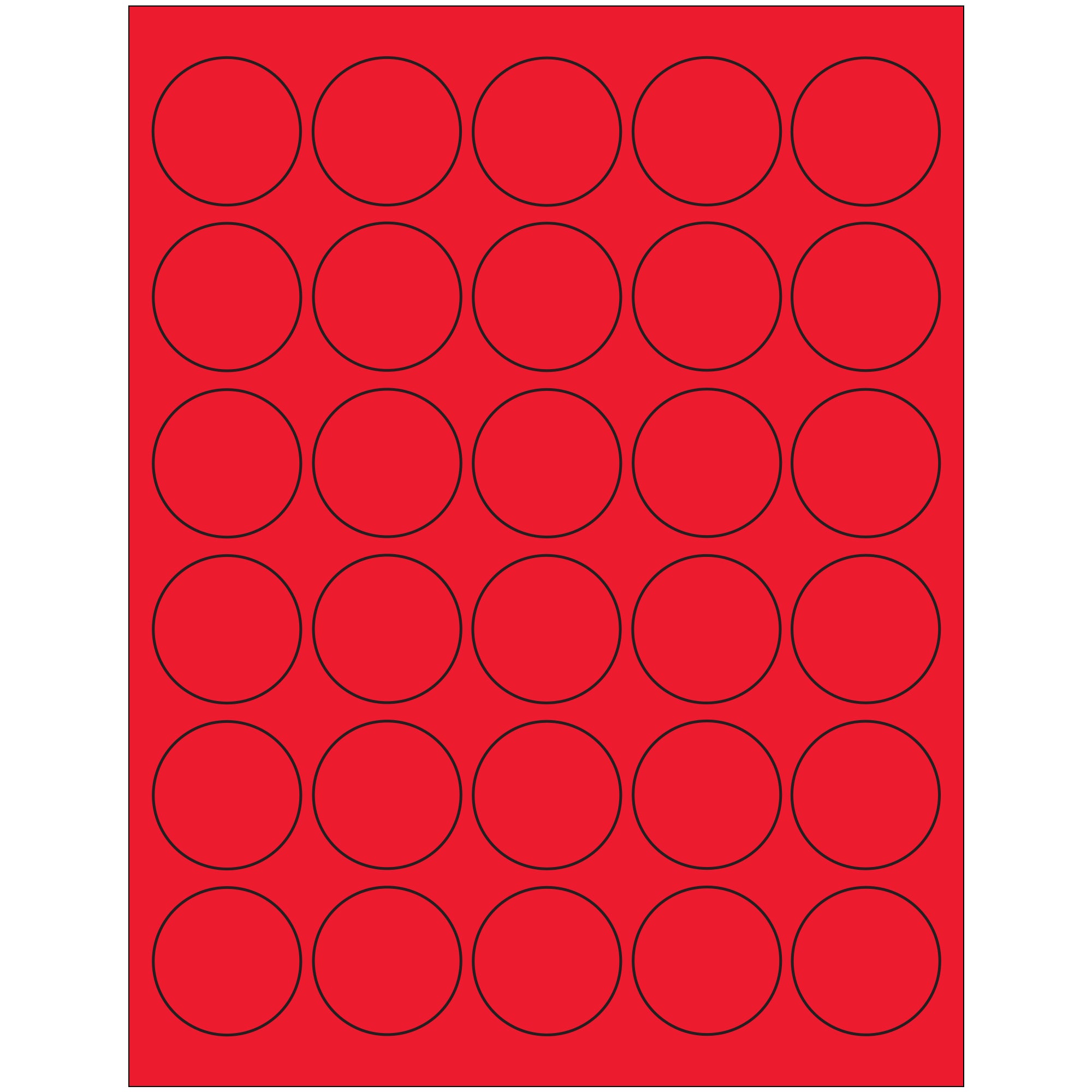 1 1/2" Fluorescent Red Circle Laser Labels (LL192RD) Case Of 3000