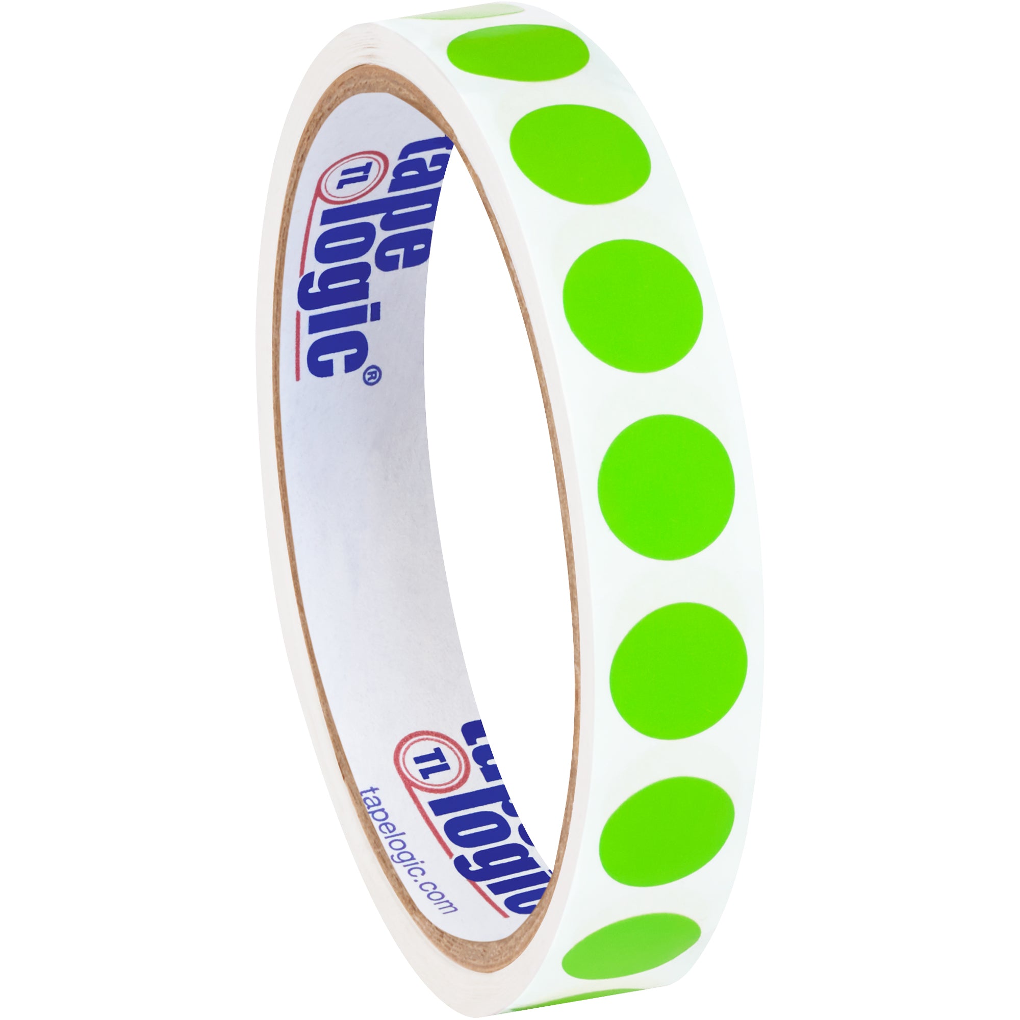 1/2" Fluorescent Green Inventory Circle Labels (DL690J) Roll Of 500