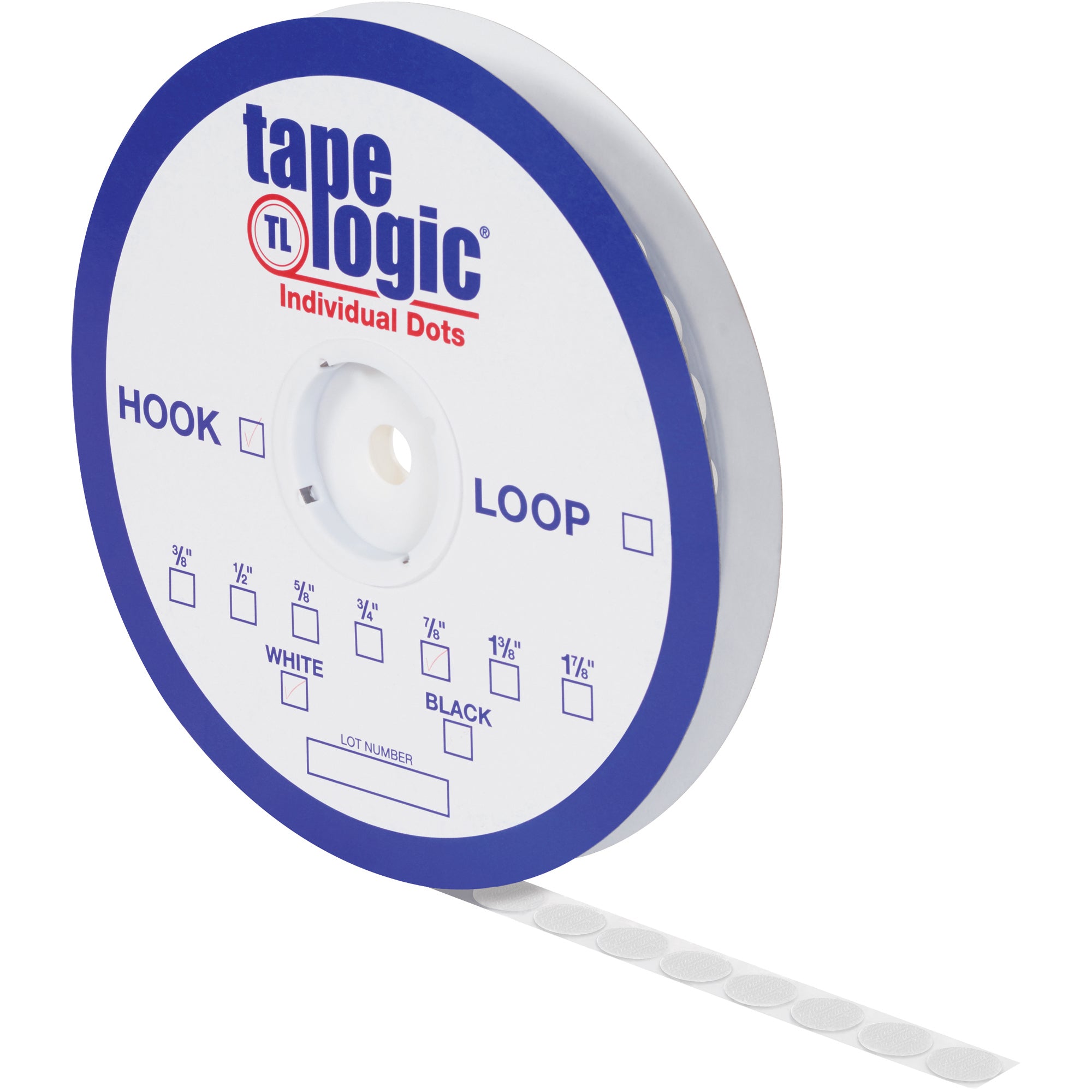 1/2" White Loop Tape Logic Individual Tape Dots (HLT147) Case Of 1440