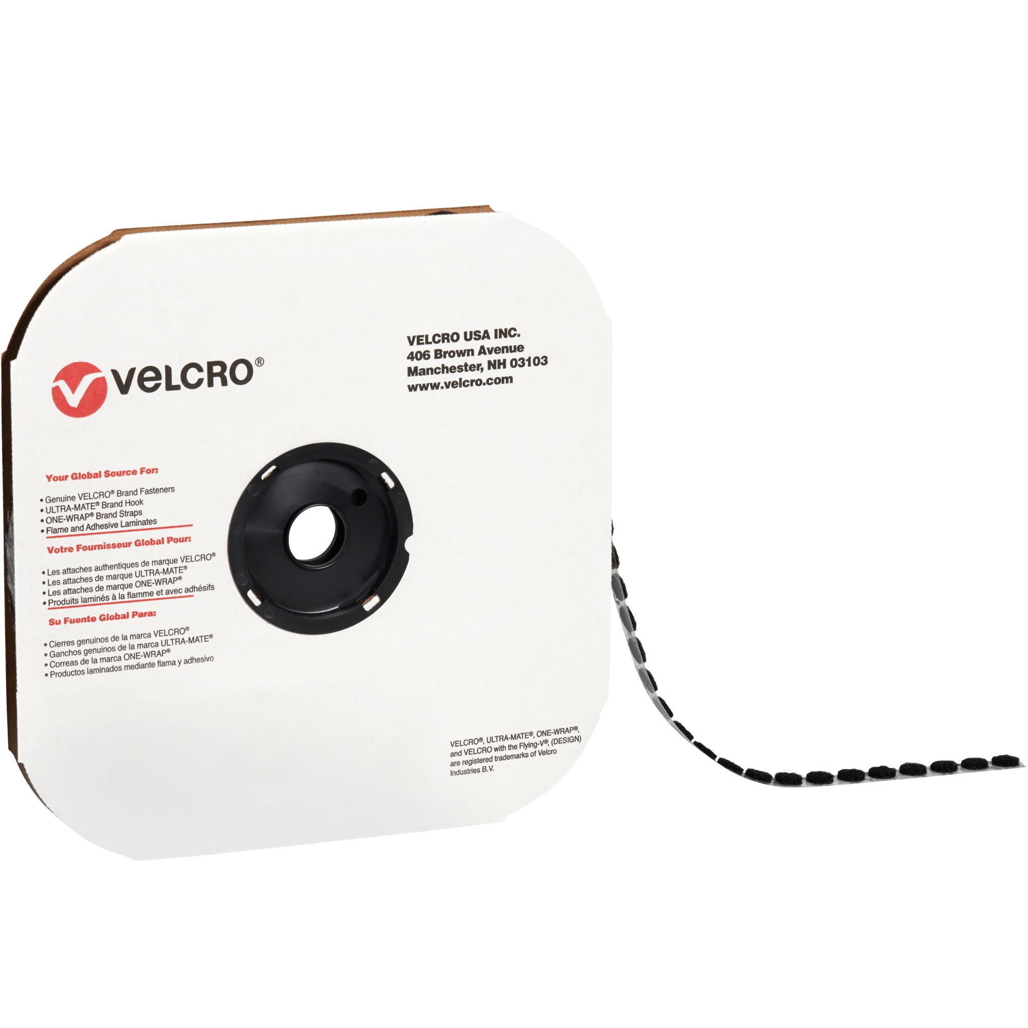 1 3/8" - Hook - Black VELCRO Brand Tape - Individual Dots (VEL145) Case Of 600