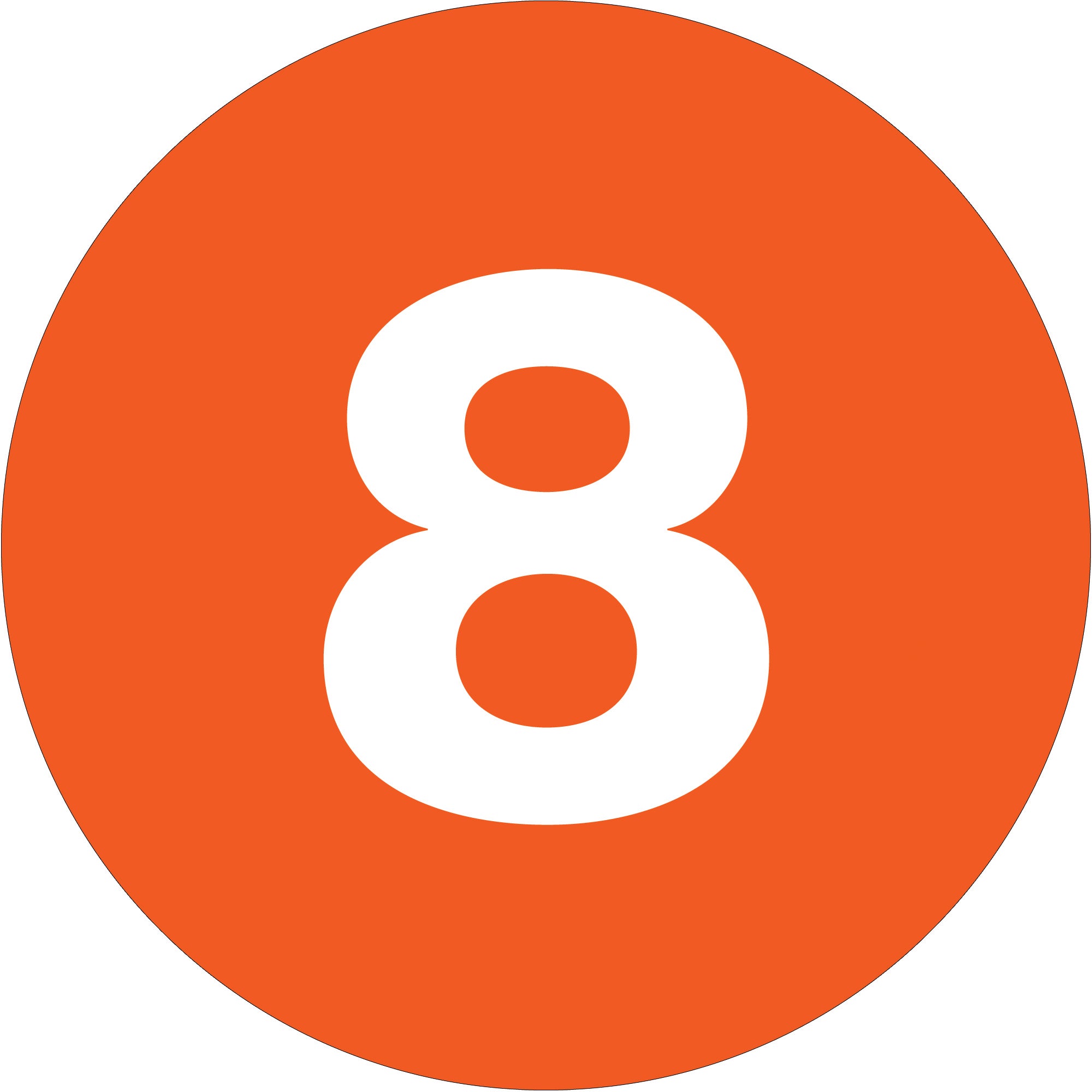 1" Circle - "8" (Orange) Number Labels (DL6758) Roll Of 500