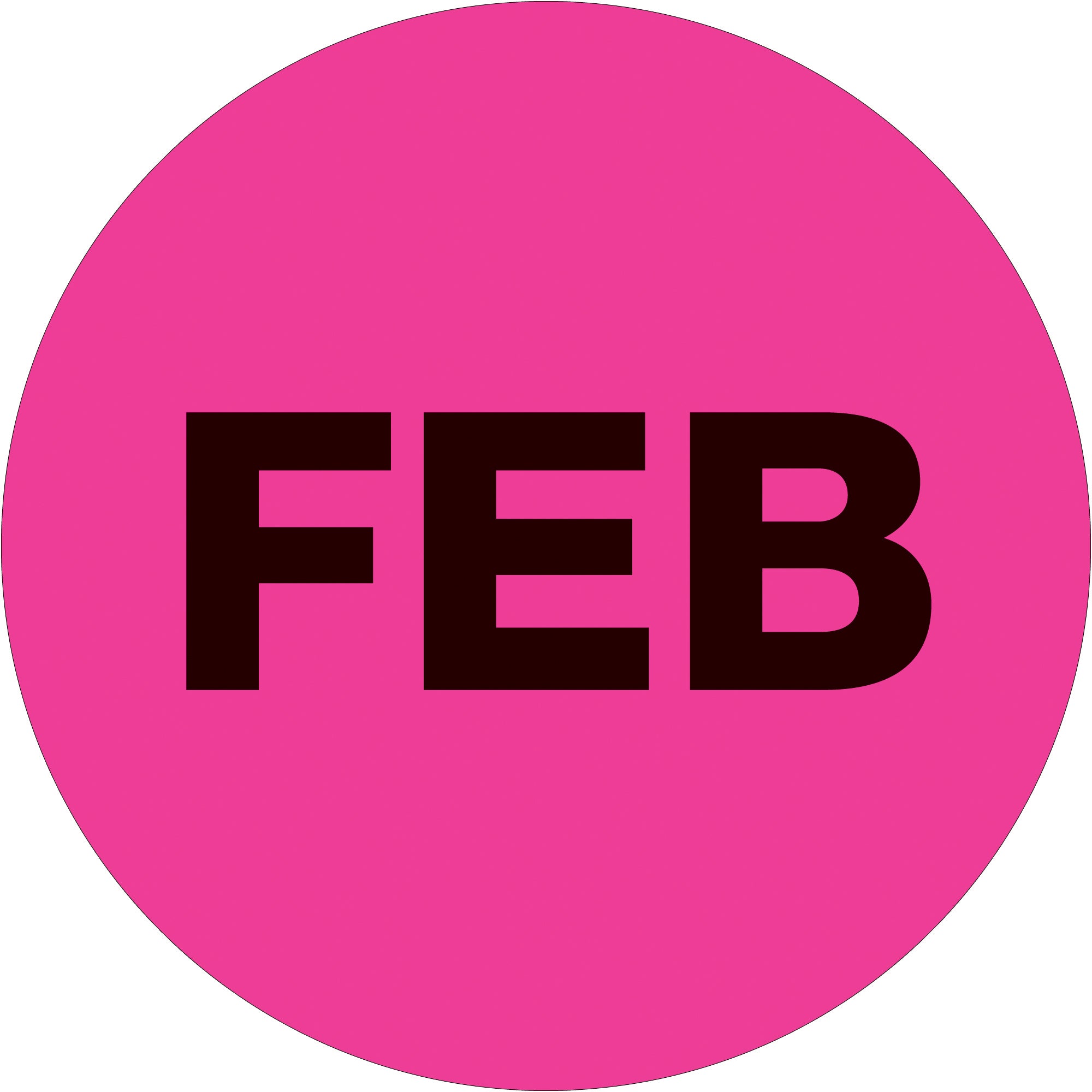 1" Circle - "FEB" (Fluorescent Pink) Months of the Year Labels (DL6724) Roll Of 500