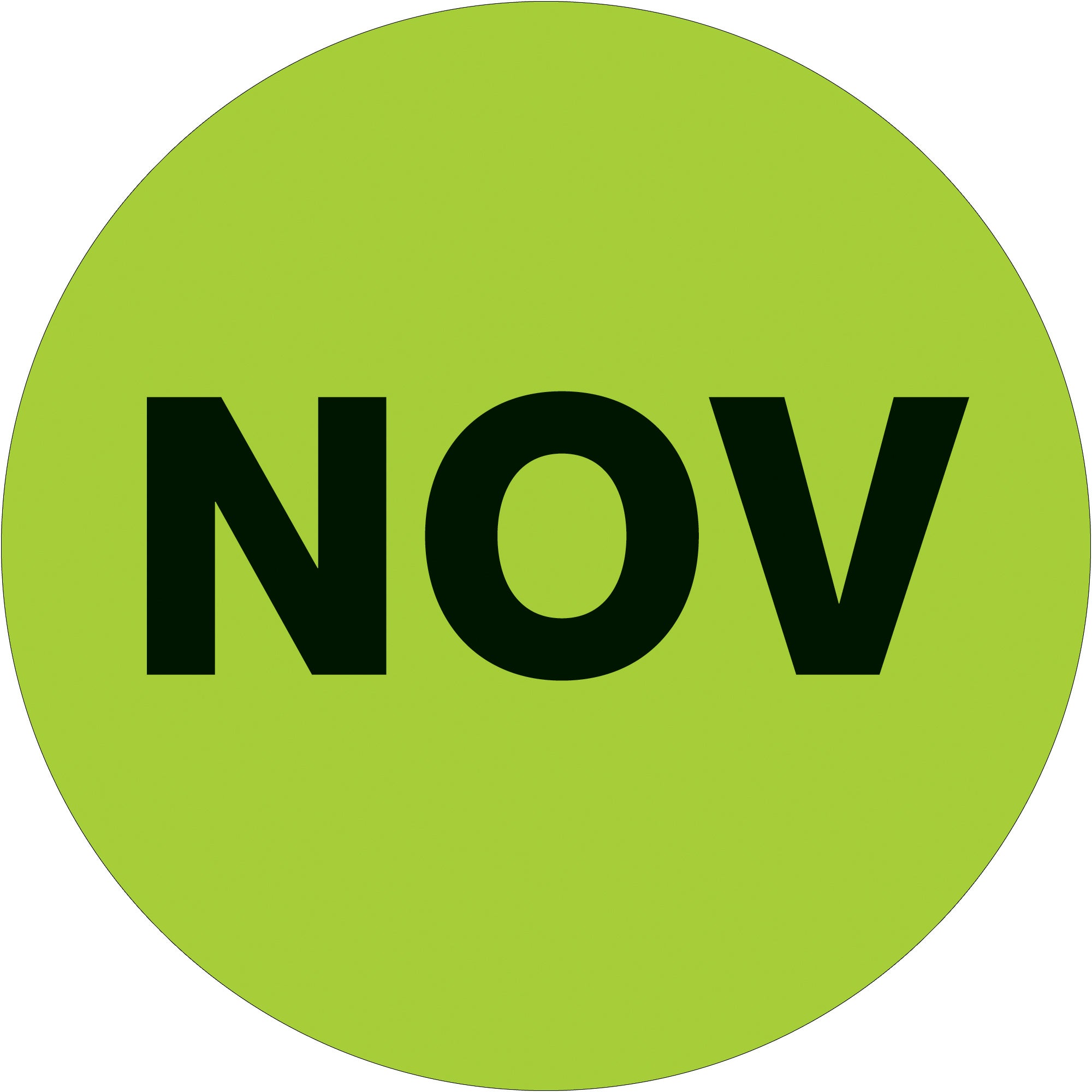 1" Circle - "NOV" (Fluorescent Green) Months of the Year Labels (DL6733) Roll Of 500