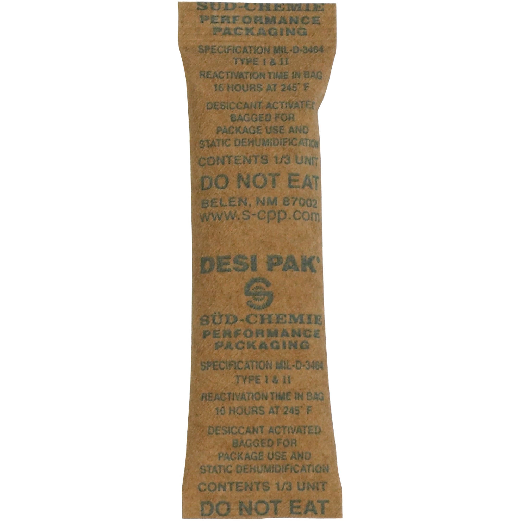 1 x 3 1/2 x 1/4" Kraft Clay Desiccant Bag - 5 Gallon Pail (DES102) Case Of 700