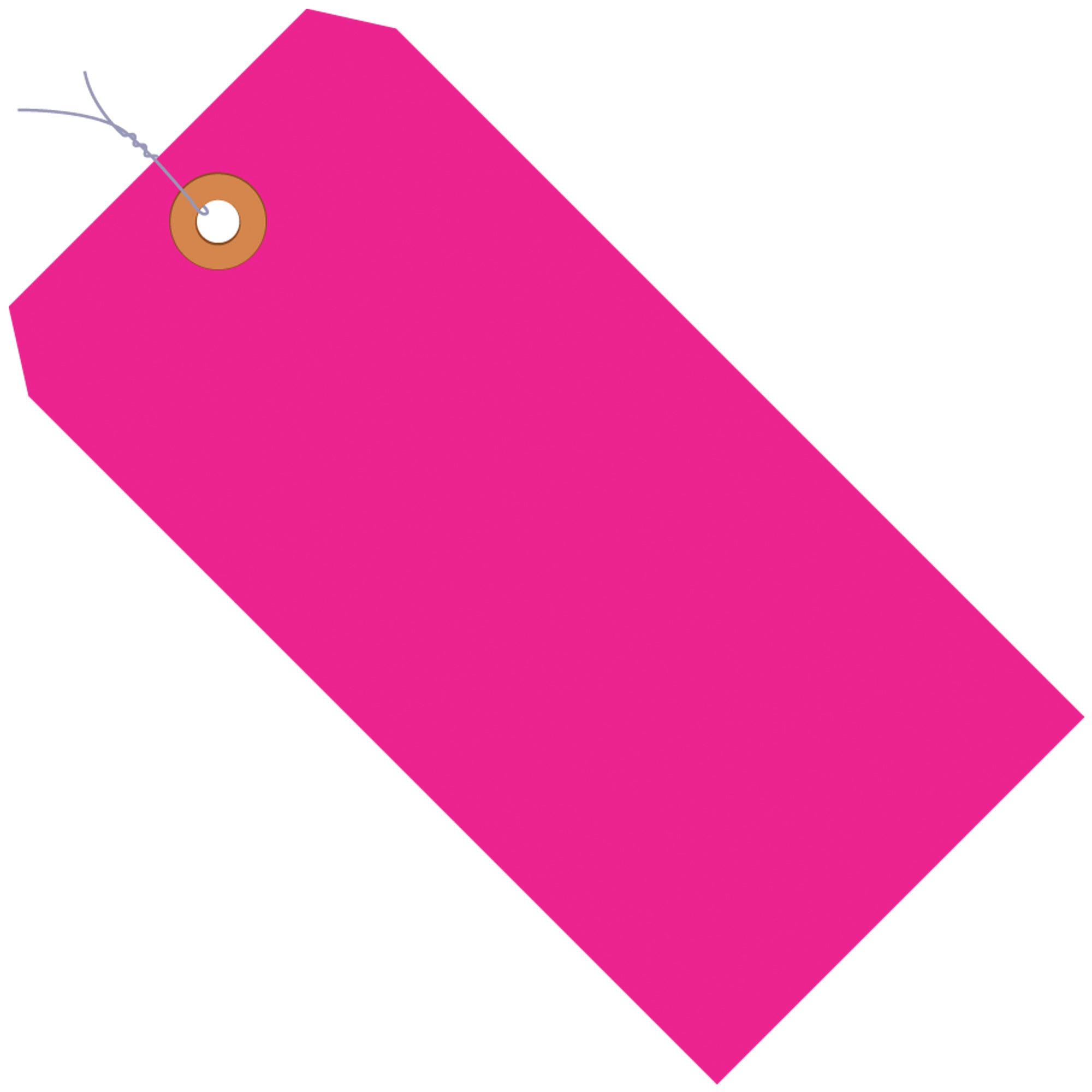 2 3/4 x 1 3/8" Fluorescent Pink 13 Pt. Shipping Tags - Pre-Wired (G12013E) Case Of 1000