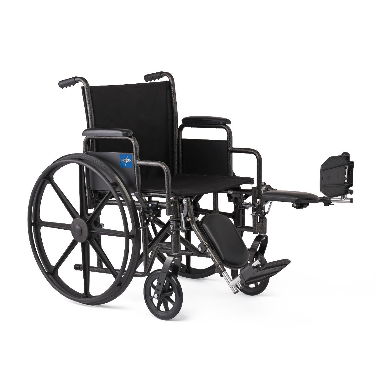18" Wide K1 Basic Nylon Wheelchair with Swing-Back Desk-Length Arms and Elevating Leg Rests, 1 EA (K1186N22E) Each