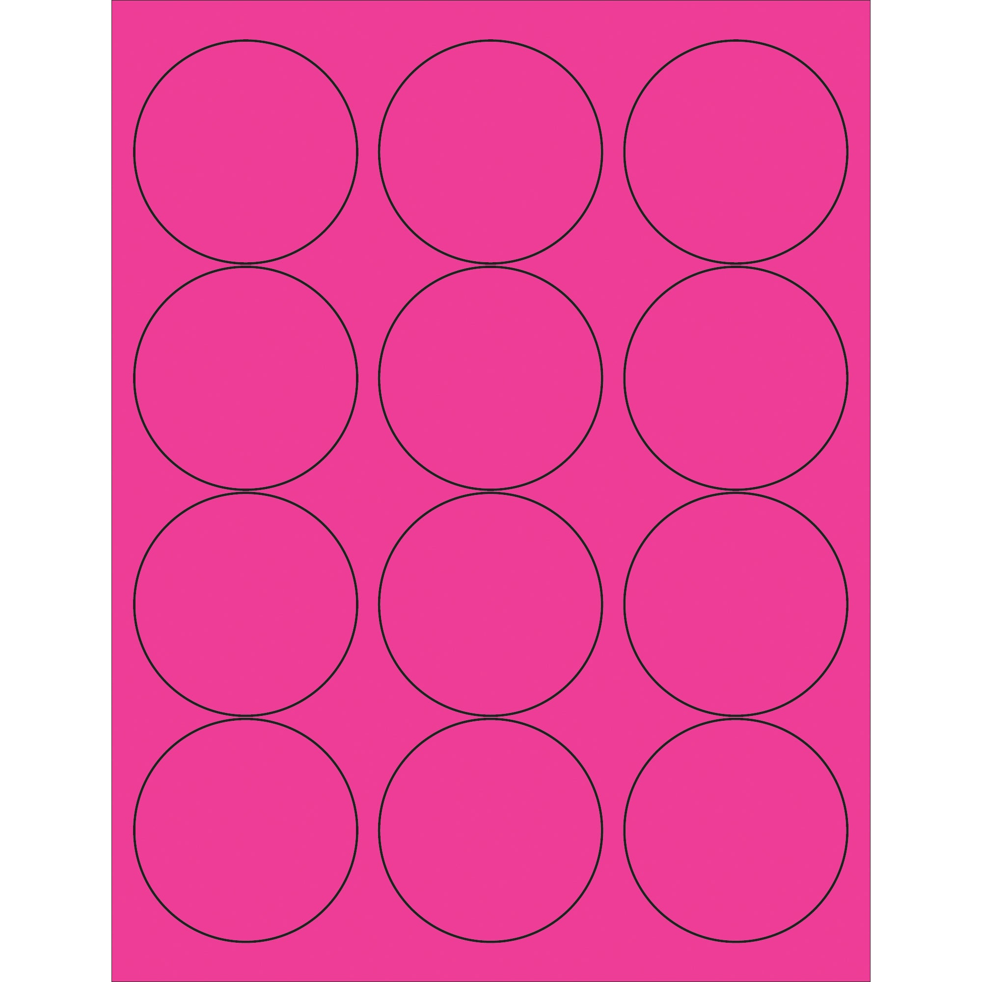 2 1/2" Fluorescent Pink Circle Laser Labels (LL194PK) Case Of 1200