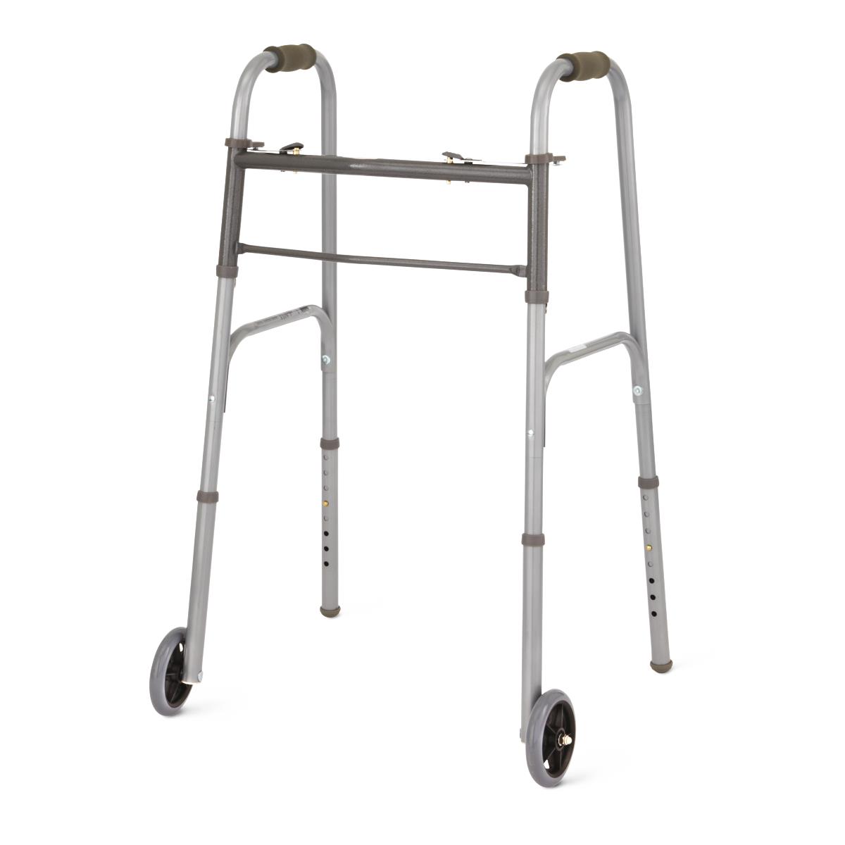 2-Button Basic Walker with 5" Wheels, Steel, 1 EA (MDS86410W54BH) Each
