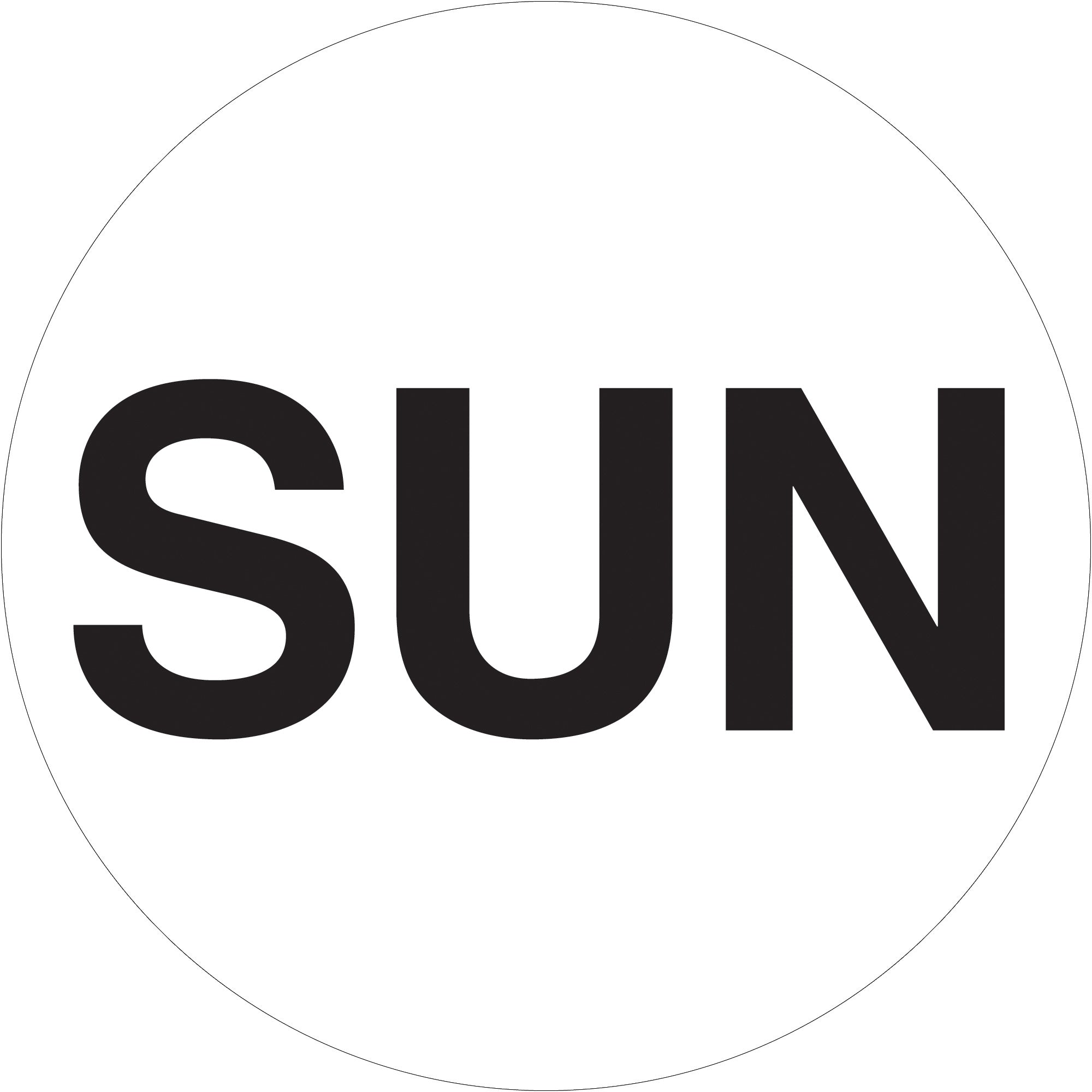 2" Circle - "SUN" (White) Days of the Week Labels (DL6562) Roll Of 500