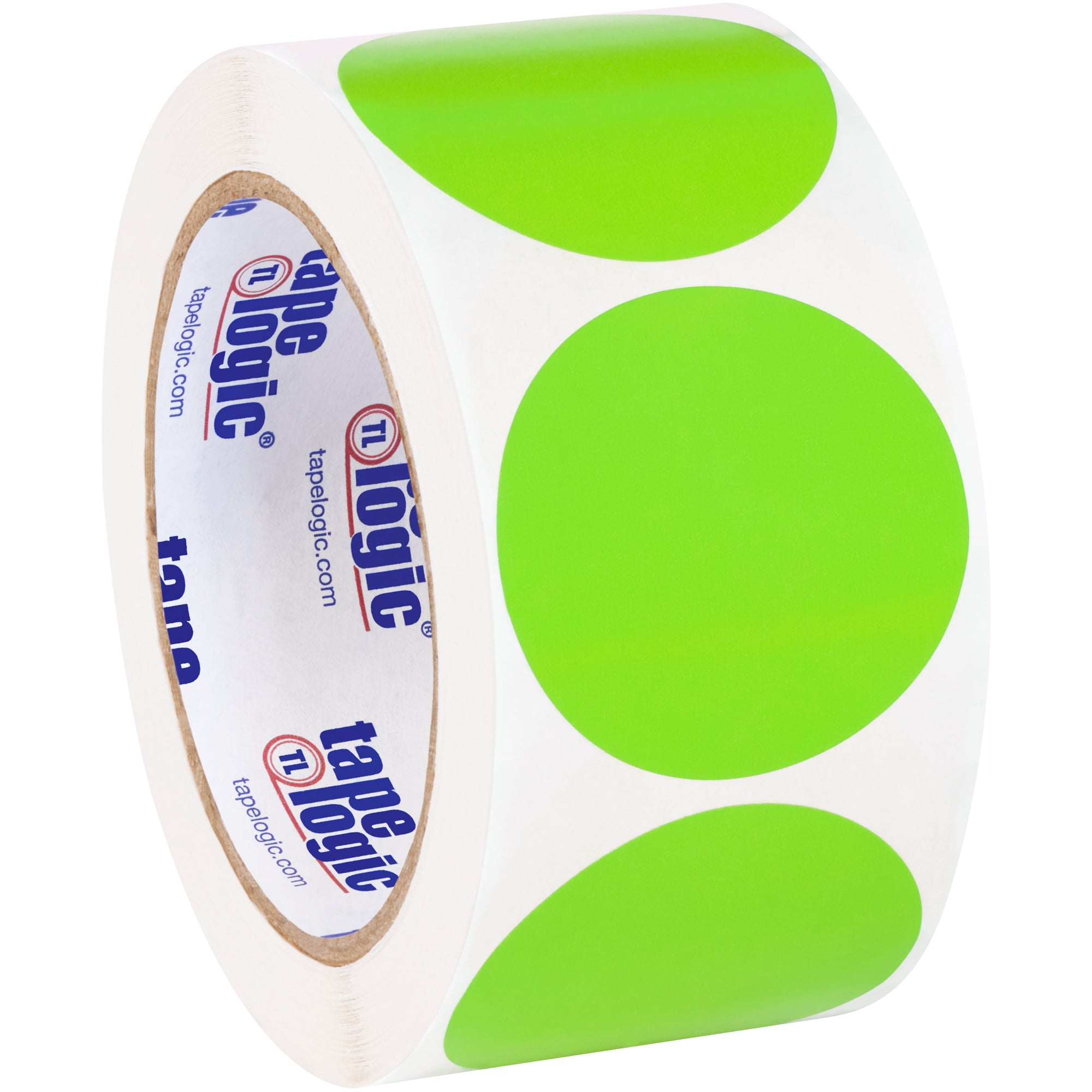 2" Circles - Fluorescent Green Removable Labels (DL1390FG) Roll Of 500