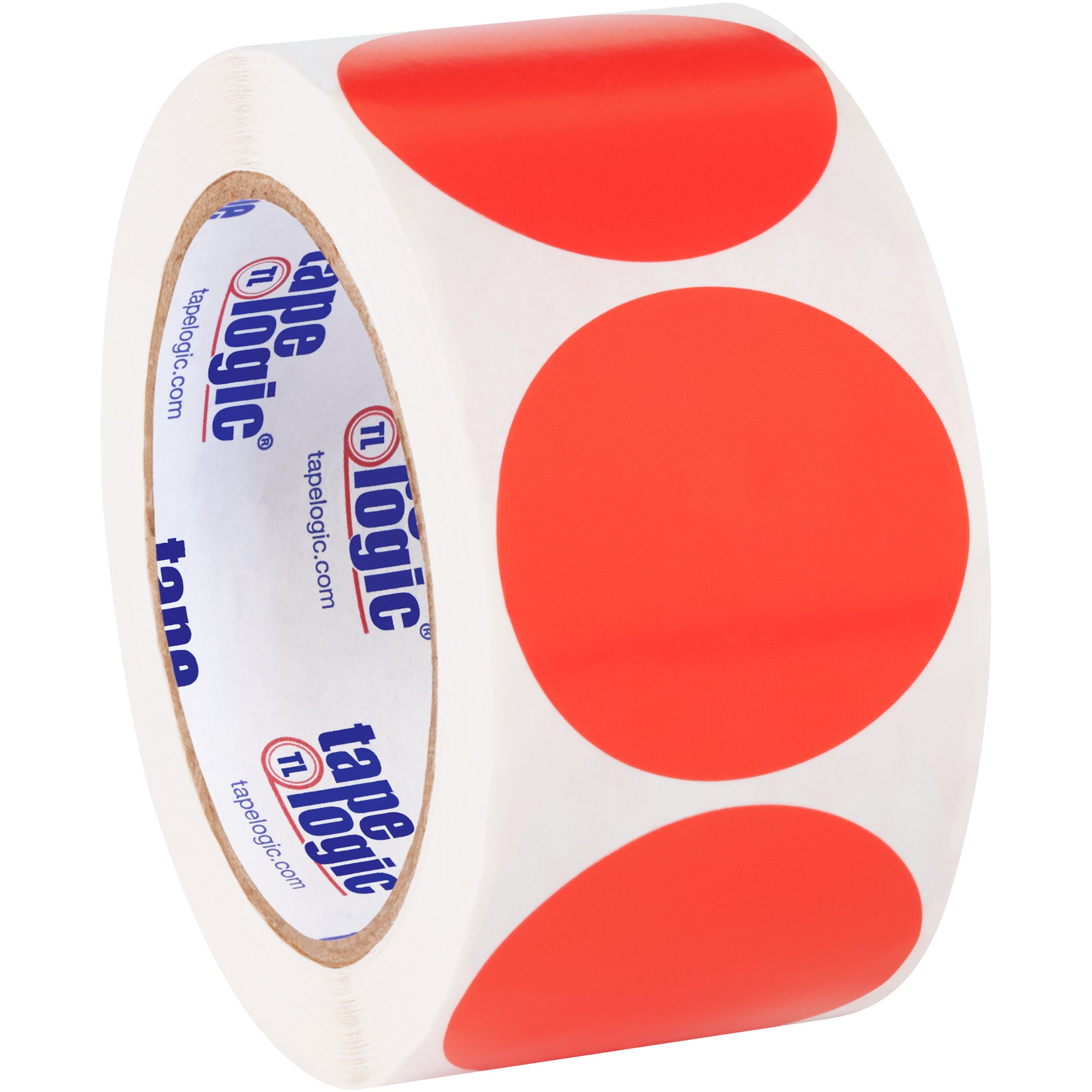 2" Fluorescent Red Inventory Circle Labels (DL613G) Roll Of 500