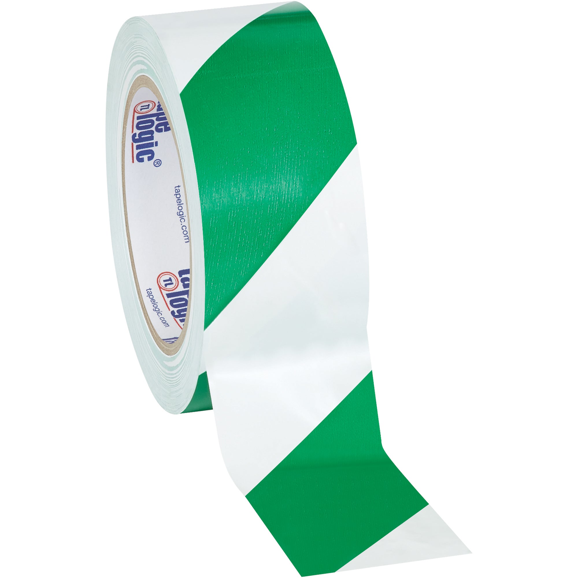 2" x 36 yds. Green/White Tape Logic Striped Vinyl Safety Tape (T9236GW) Case Of 24