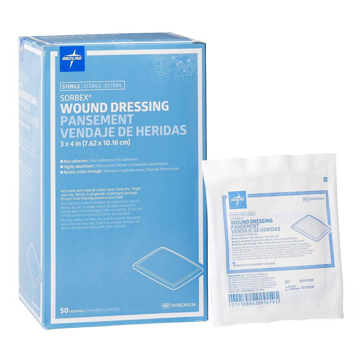 3" x 4" SORBEX Sterile Absorbent Dressings, 1 EA (NONEX0034H) Each