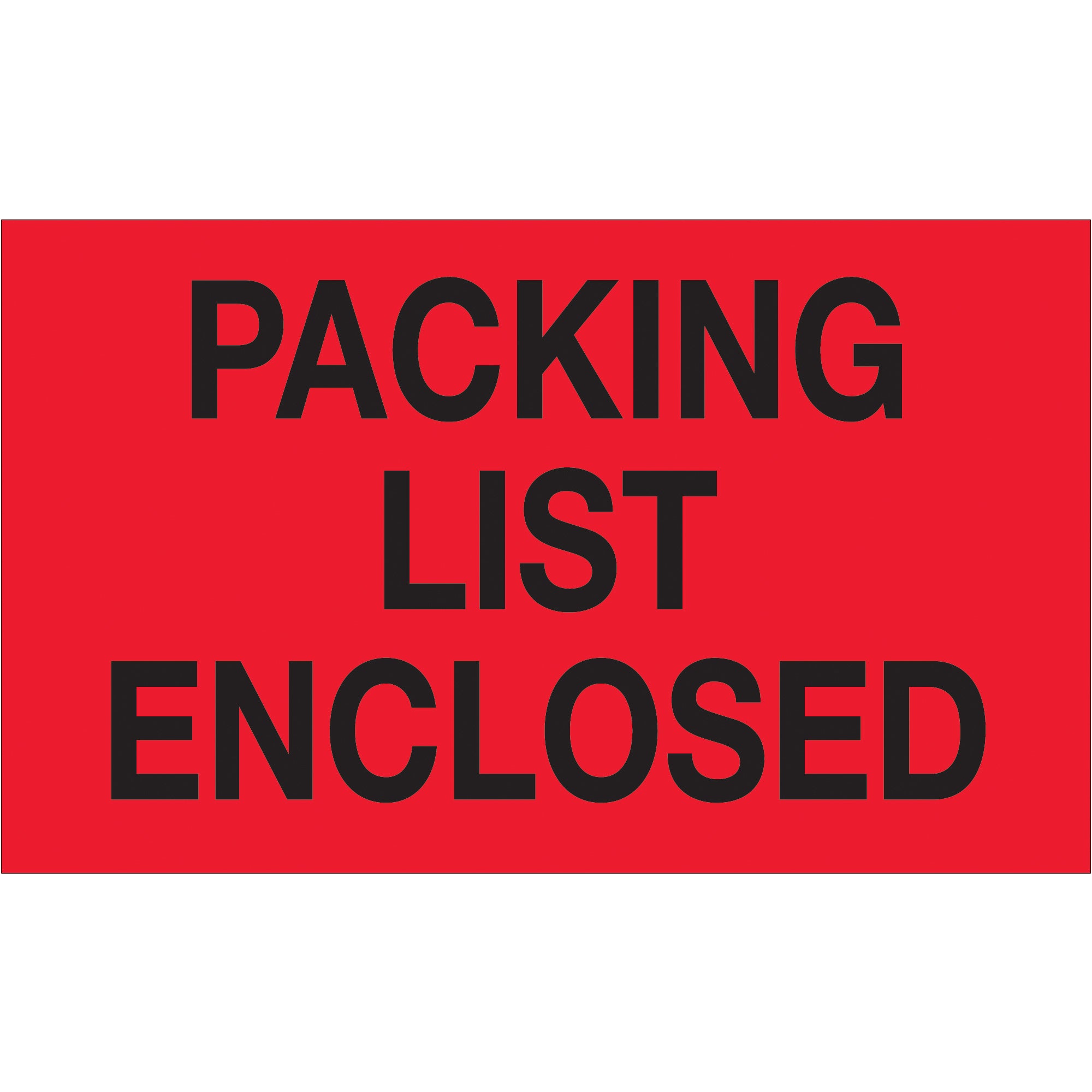 3 x 5" - "Packing List Enclosed" (Fluorescent Red) Labels (DL1203) Roll Of 500