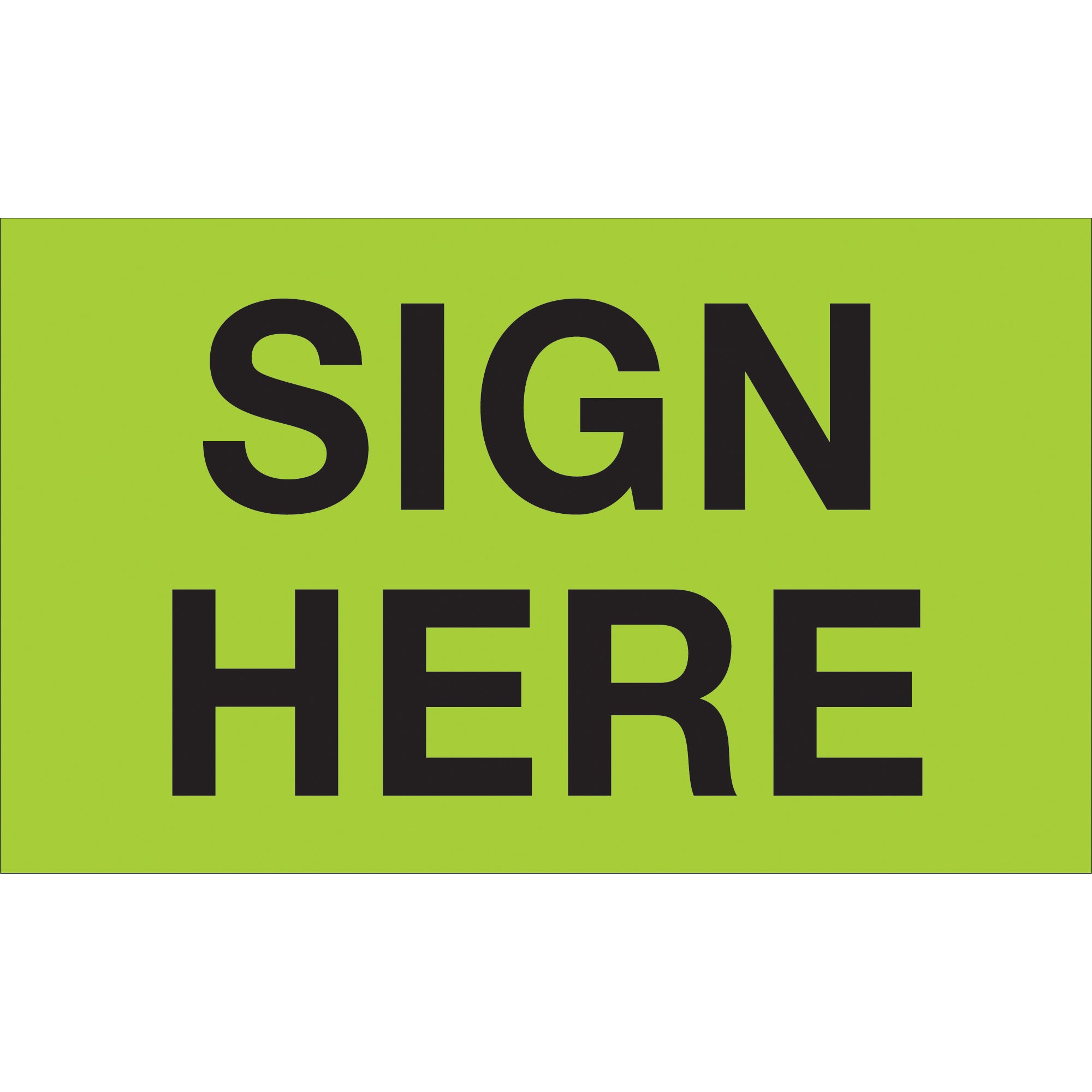 3 x 5" - "Sign Here" (Fluorescent Green) Labels (DL2811) Roll Of 500