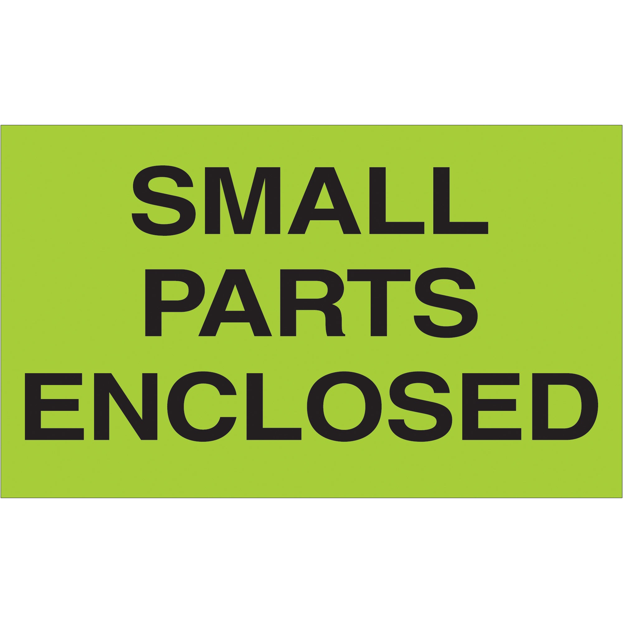 3 x 5" - "Small Parts Enclosed" (Fluorescent Green) Labels (DL2561) Roll Of 500