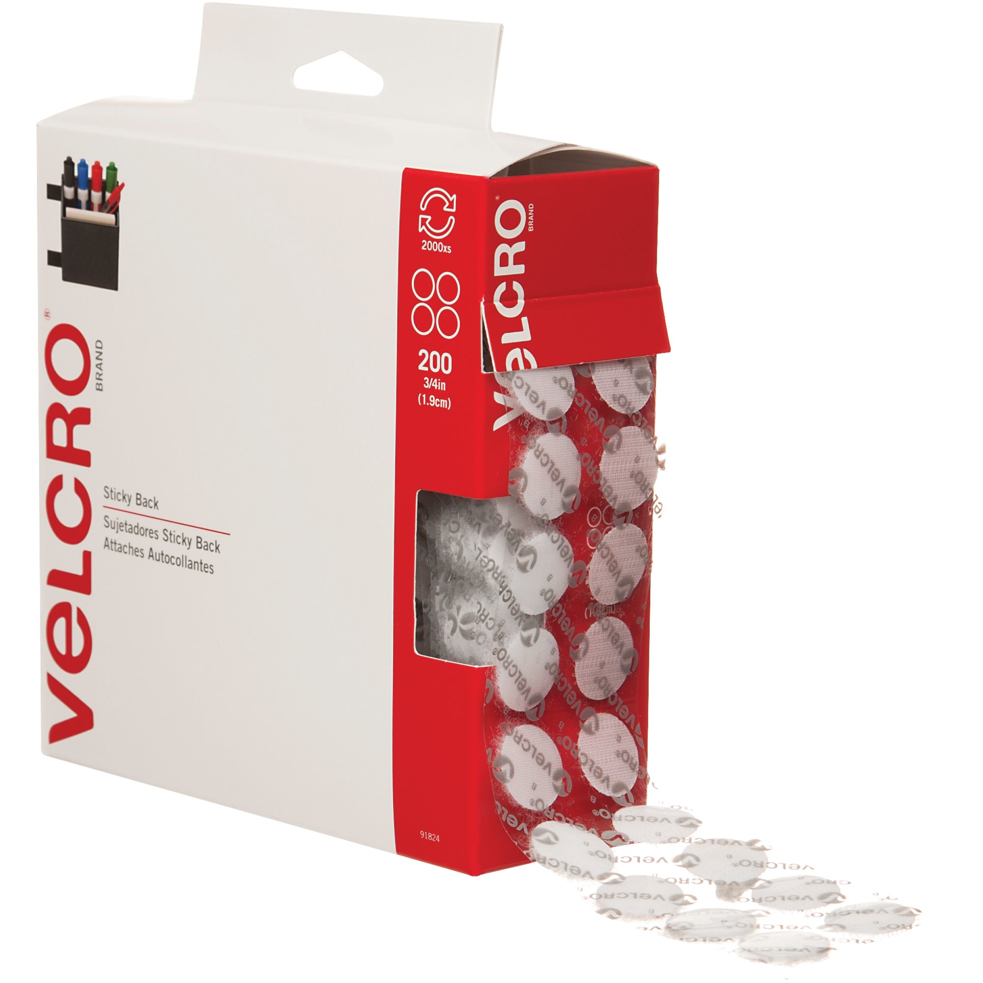 3/4" Dots - White VELCRO Brand Tape - Combo Pack (VEL153) Case Of 200
