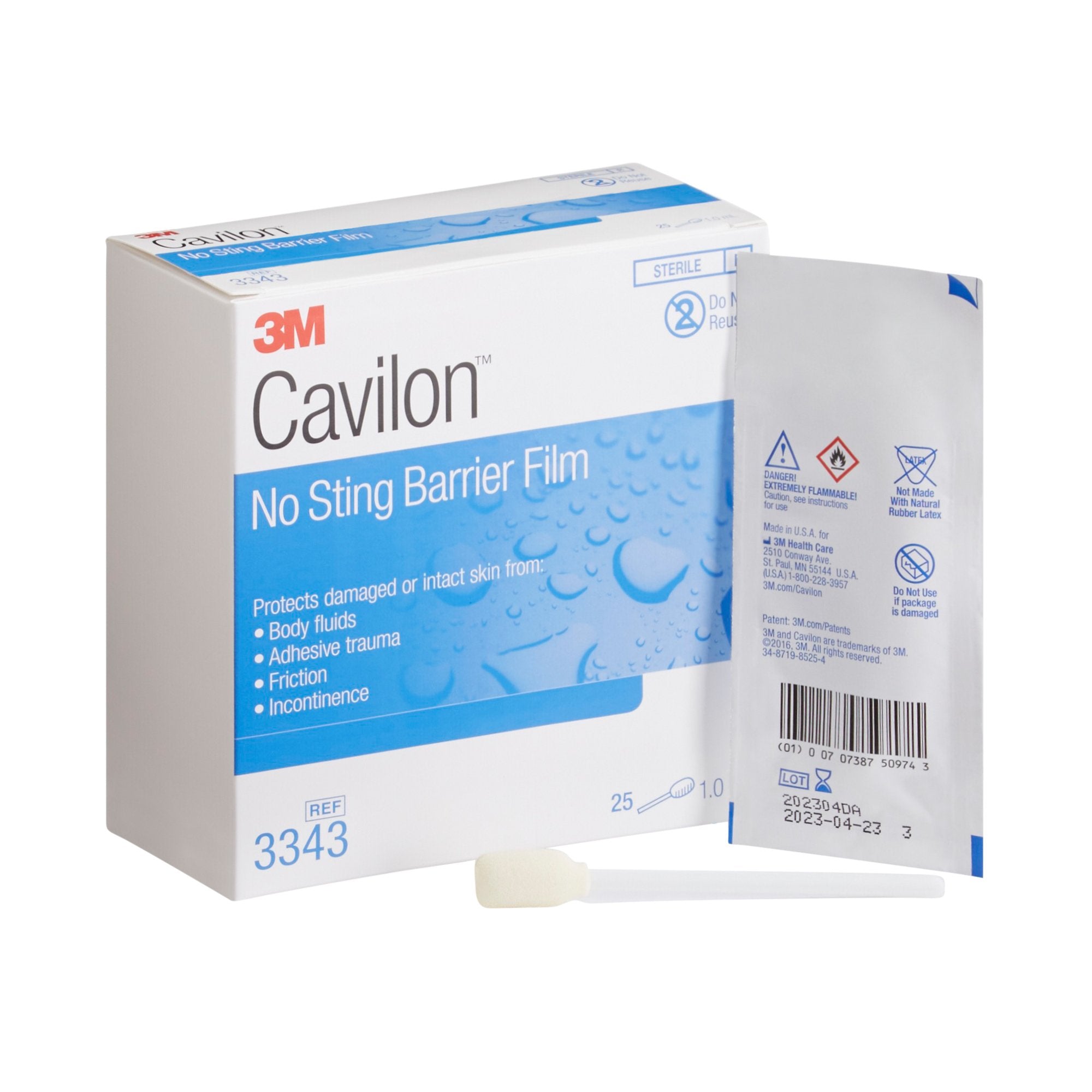 3M Cavilon No Sting Skin Barrier Applicator 26 to 62% Strength Hexamethyldisiloxane / Isooctane / Acrylate Terpolymer / Polyphenylmethylsiloxane Individual Packet Sterile (292018_CS) 100/CS
