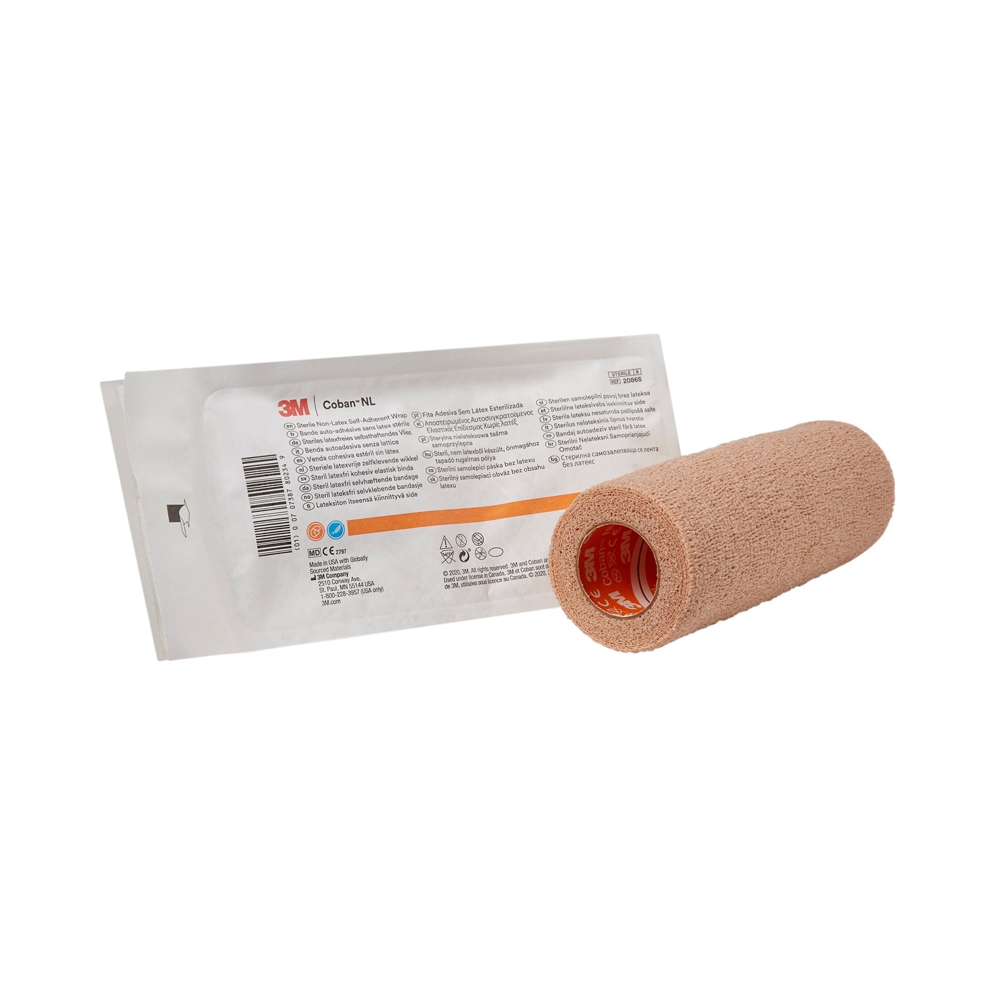 3M Coban LF Cohesive Bandage 6 Inch X 5 Yard Self-Adherent Closure Tan Sterile Standard Compression (388429_EA) 1/EA
