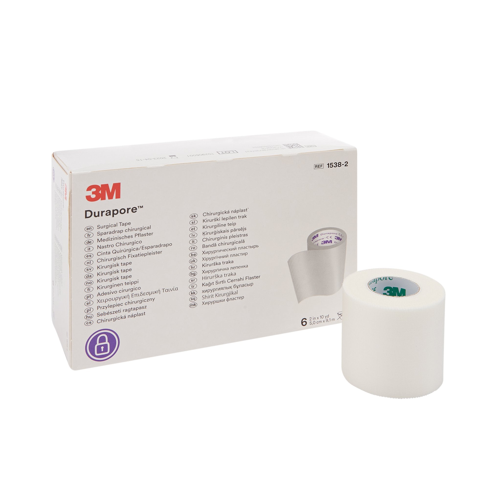 3M Durapore Medical Tape White 2 Inch X 10 Yard Silk-Like Cloth NonSterile (5776_BX) 6/BX
